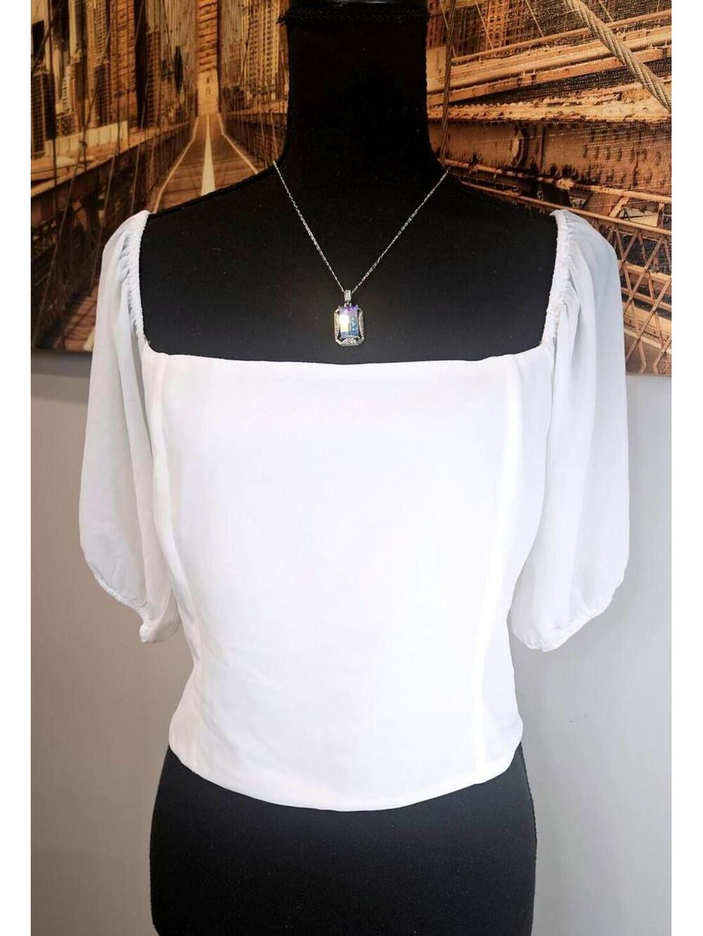 Nwt Heatherly Chic Puff Sleeve White Top - Size M 1106
